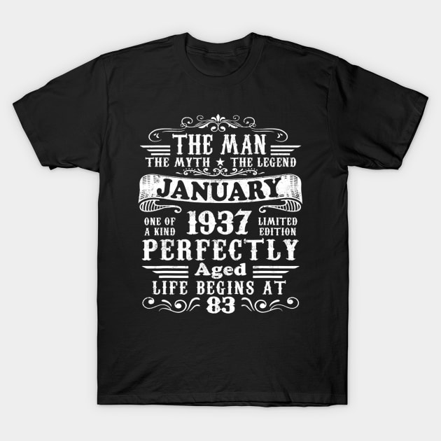 The Man Myth Legend January 1937 83rd Birthday T-Shirt by dashawncannonuzf